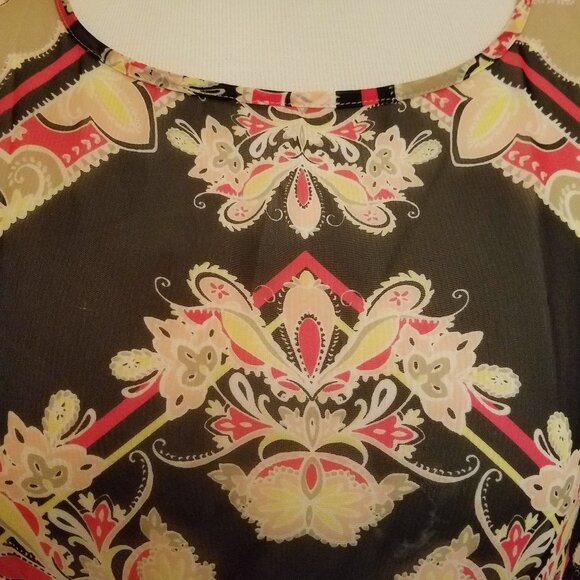 Dana Buchman black and tan flowy top sz med - Picture 3 of 5